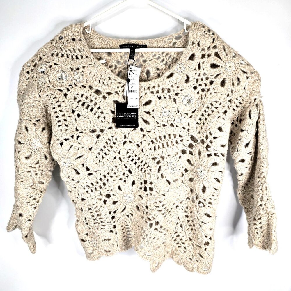 White House Black Market Beige Limited Edition Sweater Size L/XL Retail $275